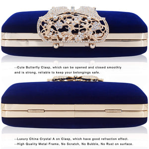 Dexmay Rhinestone Clutch Bag with Crystal Butterfly Clasp Women Evening Handbag Formal Party Purse