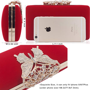 Dexmay Rhinestone Clutch Bag with Crystal Butterfly Clasp Women Evening Handbag Formal Party Purse