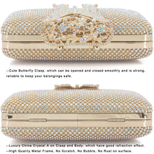 Load image into Gallery viewer, Dexmay Rhinestone Clutch Bag with Crystal Butterfly Clasp Women Evening Handbag Formal Party Purse