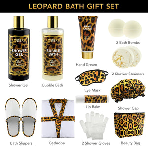 Valentines Gifts At-Home Spa Kit with Honey Almond Scent – 17Pcs Relaxing Bath Gift Set with Vitamin E - Rich Bath Essentials - Bubble Bath, Hand Cream,Lip Balm, Bath Robe, Slippers, Shower Cap & More