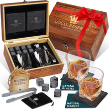 Load image into Gallery viewer, Whiskey Set, Whiskey Glasses, Stainless Chilling Stones, Coasters, Tongs - Whiskey Stones Gift Set for Men