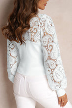 Load image into Gallery viewer, Lace Patchwork Round Neck Long Sleeve Blouse