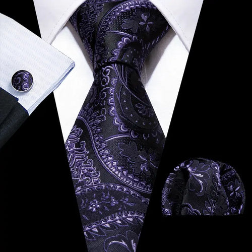 3PCS Luxury Men's Necktie Set - Woven Polyester Ties with Matching Pocket Handkerchief and Cufflinks For Men