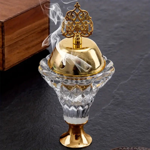 Exquisite Sandalwood Incense Burner - Unique Multi-Layer Design, Durable Artificial Crystal Glass