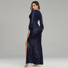 Load image into Gallery viewer, Fantasy Celebrity Sexy High Slit Long Sleeve Sequined Banquet Evening Dress Women - 3 Colors