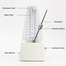 Load image into Gallery viewer, Mechanical Metronome White Musical Instruments Plastic Metronome High-Precision Beat Tempo