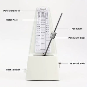 Mechanical Metronome White Musical Instruments Plastic Metronome High-Precision Beat Tempo