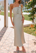 Load image into Gallery viewer, Elegant Knotted Single Shoulder Maxi Dress, Evening Dresss