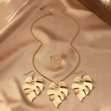 Load image into Gallery viewer, Elegant Hollow Leaf Jewelry Set For Women - Necklace, Earrings &amp; Ring Combo