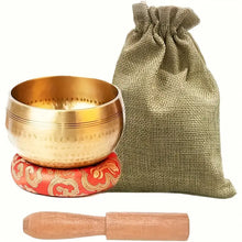 Load image into Gallery viewer, Handcrafted Tibetan Singing Bowl Set for Healing &amp; Mindfulness - Includes 3.15&quot; Meditation Bowl, Silk Cushion, Mallet &amp; Storage Bag