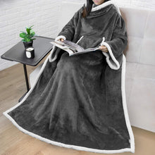 Load image into Gallery viewer, Sherpa wearable blanket with sleeves...