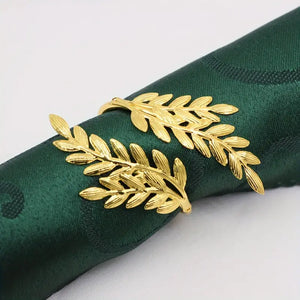 Wheat-Shaped Napkin Rings (4 Pieces) - Elegant Decorative Accents for Wedding, Dinner, Party Table Settings