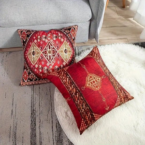 Vintage-Inspired Double-Sided Soft Throw Pillow Covers - 18x18 Inches Decorative Sofa Cushions with Retro Bohemian Design in 4 Styles