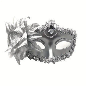 Elegant Venetian Princess Masquerade Mask: Glittering Half-Face Design for Festive Parties