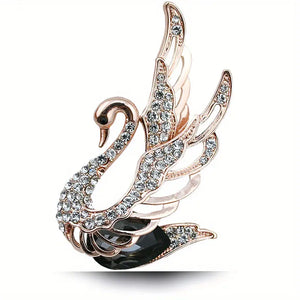 Elegant Crystal Swan Brooch - Glamorous Jewelry for Women - Elegant Animal Pin, Dazzling Garment Accent