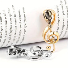 Load image into Gallery viewer, 1pc Music Mic Brooch Pin - Elegant Music-Themed Accessory with Functional Microphone Pin for Musicians and Music Lovers