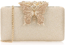 Load image into Gallery viewer, Dexmay Rhinestone Clutch Bag with Crystal Butterfly Clasp Women Evening Handbag Formal Party Purse