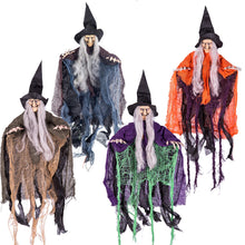 Load image into Gallery viewer, JOYIN 4 Pcs 19.6” Witch Halloween Decorations Outdoor Indoor Halloween Witch Decor Hanging Flying Witch Haunted House Large Cute Witch Lawn Garden Yard