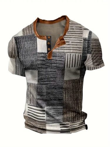 Premium Vintage Look Mens Short Sleeve Shirt - Stylish Quarter-Button Design for Golf & Fitness Training - XL