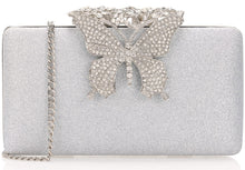 Load image into Gallery viewer, Dexmay Rhinestone Clutch Bag with Crystal Butterfly Clasp Women Evening Handbag Formal Party Purse