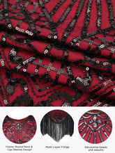 Load image into Gallery viewer, SWEETV Women&#39;s Flapper Dresses 1920s Great Gatsby Dresses Sequin Fringed Roaring 20s Cocktail Dress