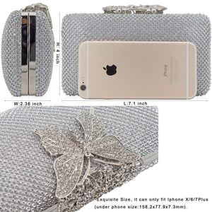 Dexmay Rhinestone Clutch Bag with Crystal Butterfly Clasp Women Evening Handbag Formal Party Purse