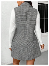 Load image into Gallery viewer, Women&#39;s Plus Size Tweed Coat Houndstooth Print Lapel Neck Single Breasted Vest Outerwear