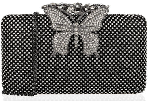 Dexmay Rhinestone Clutch Bag with Crystal Butterfly Clasp Women Evening Handbag Formal Party Purse