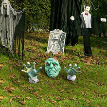 Load image into Gallery viewer, Heyzeibo Halloween Decorations - Halloween Realistic Zombie Face and Arms Lawn Stakes - Green Skeleton Bone Head and Hands Garden Yard Stakes for Haunted House Graveyard, Cemetery, Coffin Party