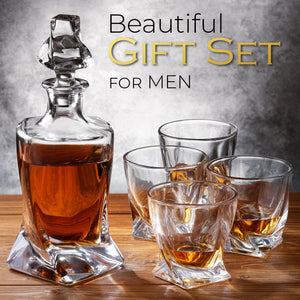 Elegant Design Whiskey Decanter Globe Set for Men with 4 Glasses, The Best Gift For Him, Valentine's Day Gift