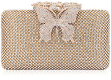 Load image into Gallery viewer, Dexmay Rhinestone Clutch Bag with Crystal Butterfly Clasp Women Evening Handbag Formal Party Purse