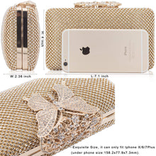 Load image into Gallery viewer, Dexmay Rhinestone Clutch Bag with Crystal Butterfly Clasp Women Evening Handbag Formal Party Purse