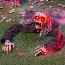 Load image into Gallery viewer, Halloween Zombie Decoration Outdoor, Groundbreaker Zombie Halloween Outside Decor, Zombies Props with Glowing Eyes and Sound for Scary Halloween Graveyard Haunted House Lawn Yard Garden