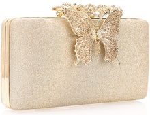 Load image into Gallery viewer, Dexmay Rhinestone Clutch Bag with Crystal Butterfly Clasp Women Evening Handbag Formal Party Purse