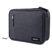 Load image into Gallery viewer, PackIt Freezable Classic Lunch Box, Black, Built with EcoFreeze® Technology, Collapsible, Reusable, Zip Closure With Zip Front Pocket and Buckle Handle, Designed for Fresh Lunches