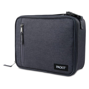 PackIt Freezable Classic Lunch Box, Black, Built with EcoFreeze® Technology, Collapsible, Reusable, Zip Closure With Zip Front Pocket and Buckle Handle, Designed for Fresh Lunches