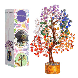 Seven Chakra Tree of Life - Crystal Tree - Artificial Bonsai Tree, Spiritual Decor, Crystals and Gemstones, Crystal Tree for Positive Energy - Feng Shui Tree, Reiki Gifts