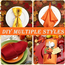 Load image into Gallery viewer, 16.9&quot; Thanksgiving Fall-Themed Cloth Napkins Set of 12 - Autumn Colors in Orange, Yellow &amp; Red