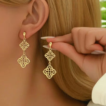 Load image into Gallery viewer, Boho Style Drop Dangle Earrings for Women - 14K Gold Plated Zinc Alloy Floral Pattern