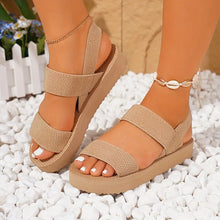 Load image into Gallery viewer, Women&#39;s Solid Color Flat Sandals, Casual Open Toe Summer Shoes, Lightweight Ankle Strap Sandals