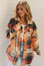 Load image into Gallery viewer, Double Take Button Up Plaid Fleece Shacket with Pockets