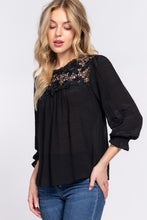 Load image into Gallery viewer, ACTIVE BASIC Crochet Lace Panel Flounce Sleeve Blouse