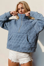 Load image into Gallery viewer, Double Take Half Zip Long Sleeve Quilted Sweatshirt with Pocket in 4 Colors