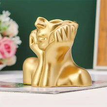 Load image into Gallery viewer, Golden Nordic-Inspired Resin Vase with Human Figure Design - Creative Desktop Flower Holder for Home Decor