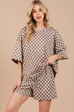 Load image into Gallery viewer, Ces Femme Checkered Round Neck Top and Shorts Set