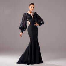 Load image into Gallery viewer, Long Sleeve Round Neck Banquet Applique Sheath Fishtail Dress