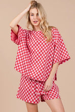 Load image into Gallery viewer, Ces Femme Checkered Round Neck Top and Shorts Set