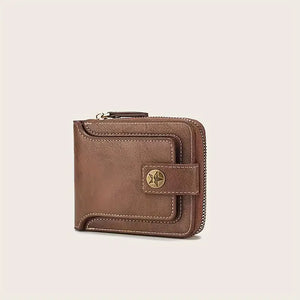 Men's Stylish Tree Pattern Wallet - Zipper Buckle, PU Credit Card Holder, Small Zipper Coin Storage, Button Closure