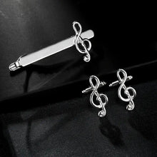 Load image into Gallery viewer, Fashionable Alloy Music Note Tie Clip And Cufflinks Set For Men - Business French Style Accessories