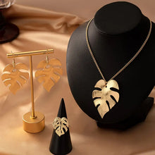 Load image into Gallery viewer, Elegant Hollow Leaf Jewelry Set For Women - Necklace, Earrings &amp; Ring Combo